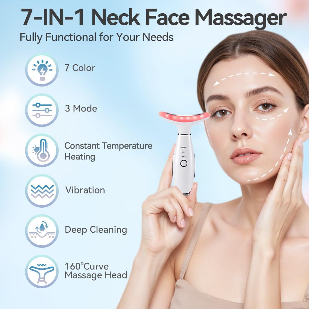 Neck Beauty Instrument 7-Color Neck Beauty Instrument Household Facial Massager To Refine Neck Lines Face Cream Neck Cream Introduction Instrument Ready Stock