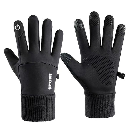 2025 Outdoor Cycling Gloves Men's Winter Sports Windproof Waterproof Plus Velvet Warm Touch Screen Warm Gloves Wholesale
