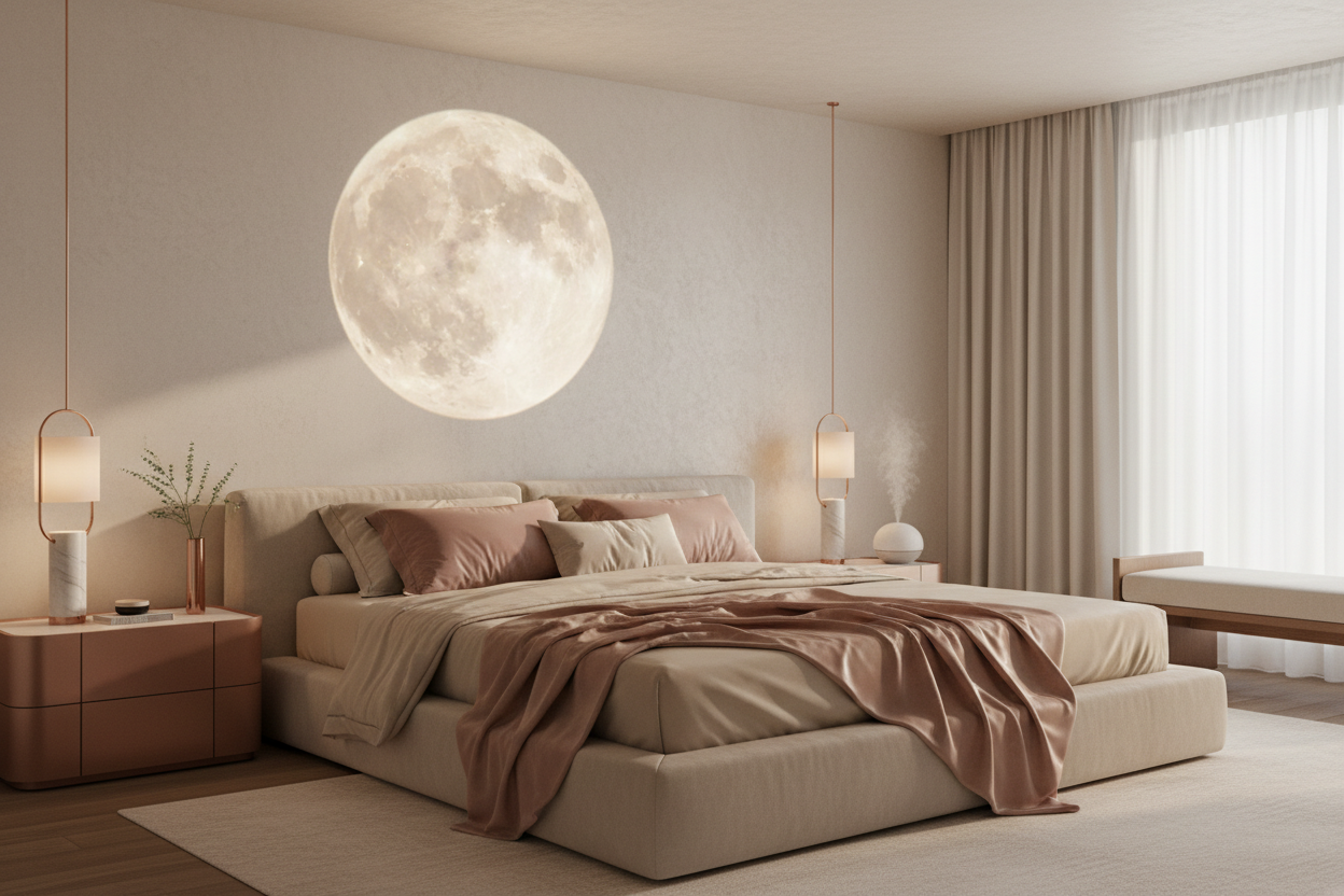 Luxury Bedroom with Moon Projector